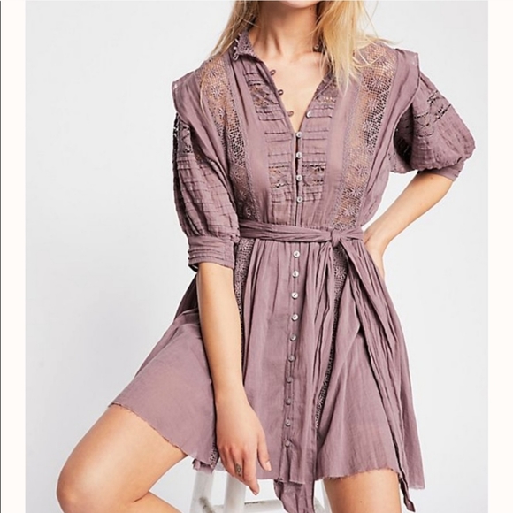 Free People Crochet Lilac purple Prairie sax Dress - Picture 11 of 11